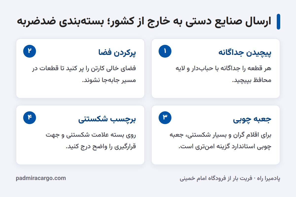 ارسال صنایع دستی به خارج از کشور؛ بسته‌بندی ضدضربه